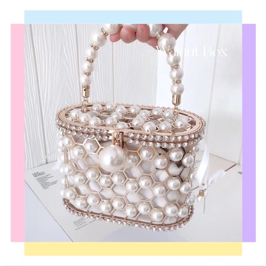 Túi Xách Đeo Chéo Đính Ngọc Trai Thời Trang Mùa Hè 2020 Mới Cho Nữ