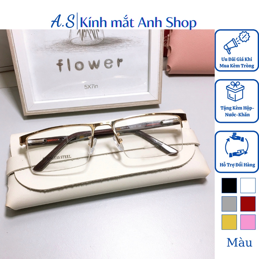 Kính vuông nam nữ chất liệu kim loại càng kính nhựa dày dặn EA