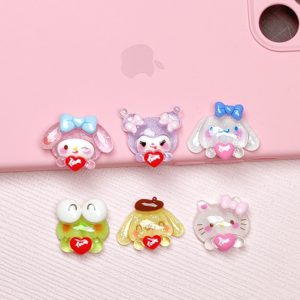 20 Phụ kiện trang trí móng tay ROU BAO thiết kế động vật Sanrio 3D xinh xắn