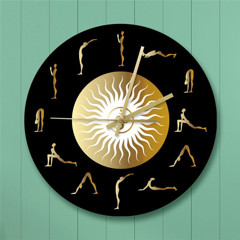 Đồng Hồ Treo Tường Mặt Nhám In Hình Yoga / Hành Động 12 Inch Bằng Acrylic Không Gây Tiếng Ồn Trang Trí Nhà Cửa