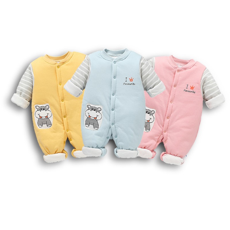 Body trần bông 3 lớp ủ ấm cho bé Trai bé gái 3-12 tháng SLTB05