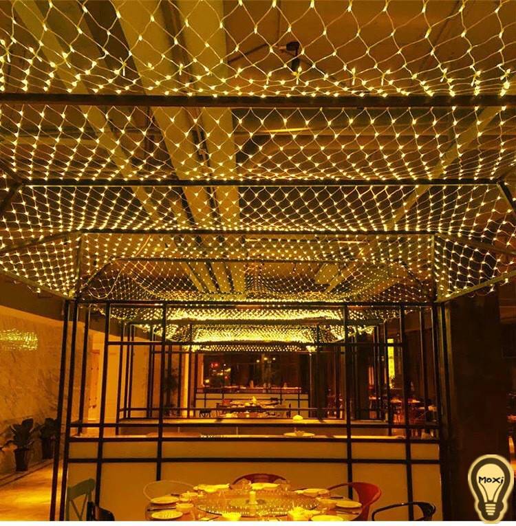 Đèn LED  Lưới chống Nước Trang Trí DECOR Ngoài Trời ban công Cho Giánh Sinh Lễ Tết Nhiều chế độ chớp MOXI