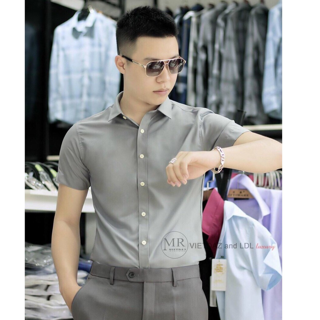 [FREESHIP 50K] - Áo sơ mi nam Ngắn tay Công sở form Slimfit Cotton lụa cao cấp hàng hiệu cộc tay kiểu dáng ôm