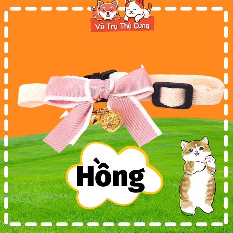 Vòng cổ cho chó mèo đính nơ lục lạc, chất liệu mềm mại dễ chịu cho thú cưng