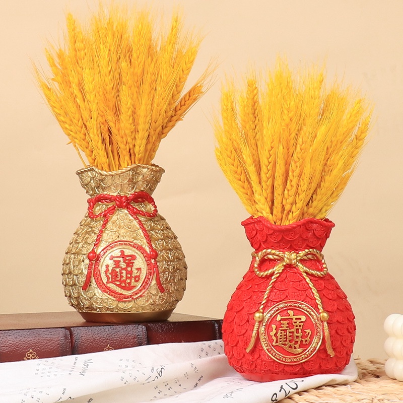 Túi Vàng Tài Lộc Túi Tiền Phong Thủy Bình Hút Lộc Cắm Hoa để ban thần tài