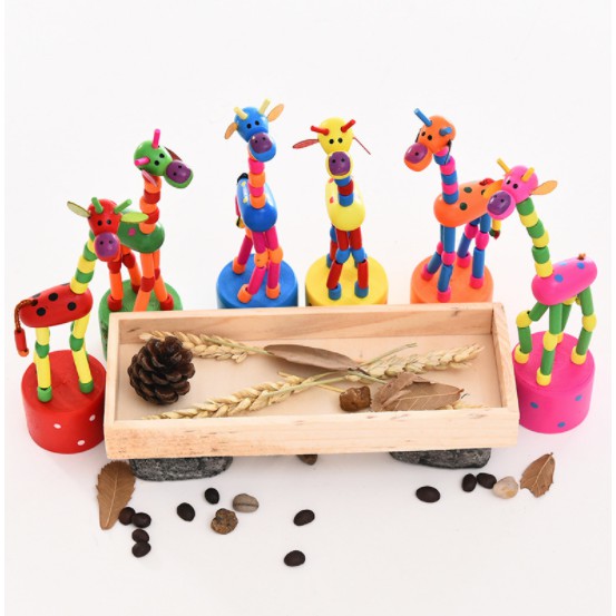 Đồ Chơi Gỗ Hươu Cao Cổ Đứng Ngã Đáng Yêu Thú Vị Cho Bé