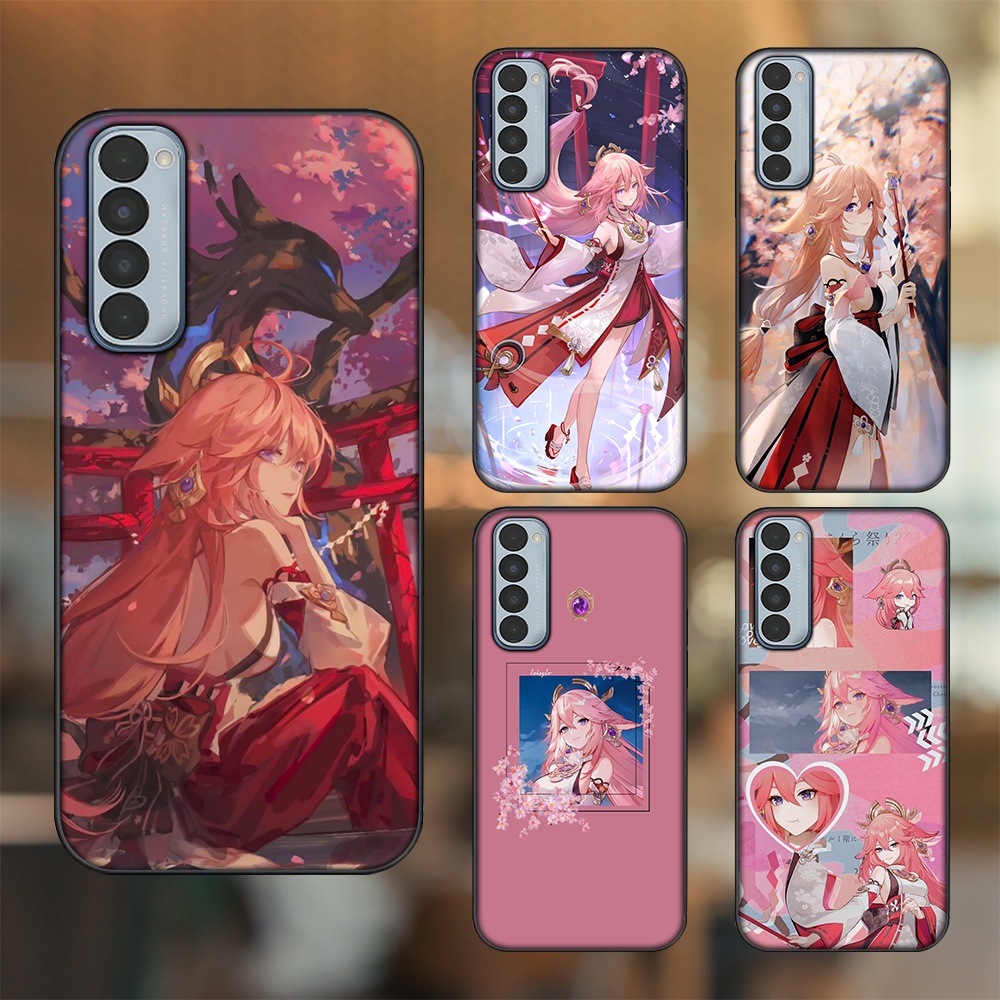 Ốp lưng Oppo Reno 4 Pro viền đen in hình Yae Miko Genshin Impact
