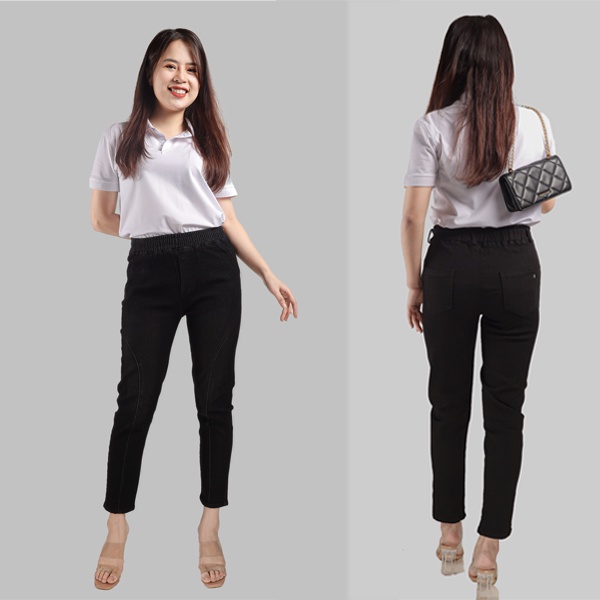 quần bò cạp chun kiểu dáng baggy co gian v202