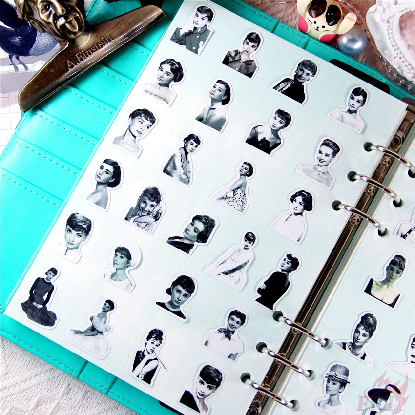 ★★★ Audrey Hepburn Q-1 Classical Black &amp; White Diary Manual Stikers ★★★ 50pcs/set DIY Fashion Album Decor Stikers