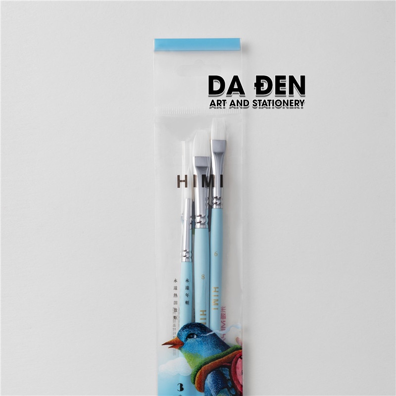 [DA ĐEN] Bộ Cọ Vẽ Himi 3 Cây Dùng Cho Gouache, Acrylic, Watercolor