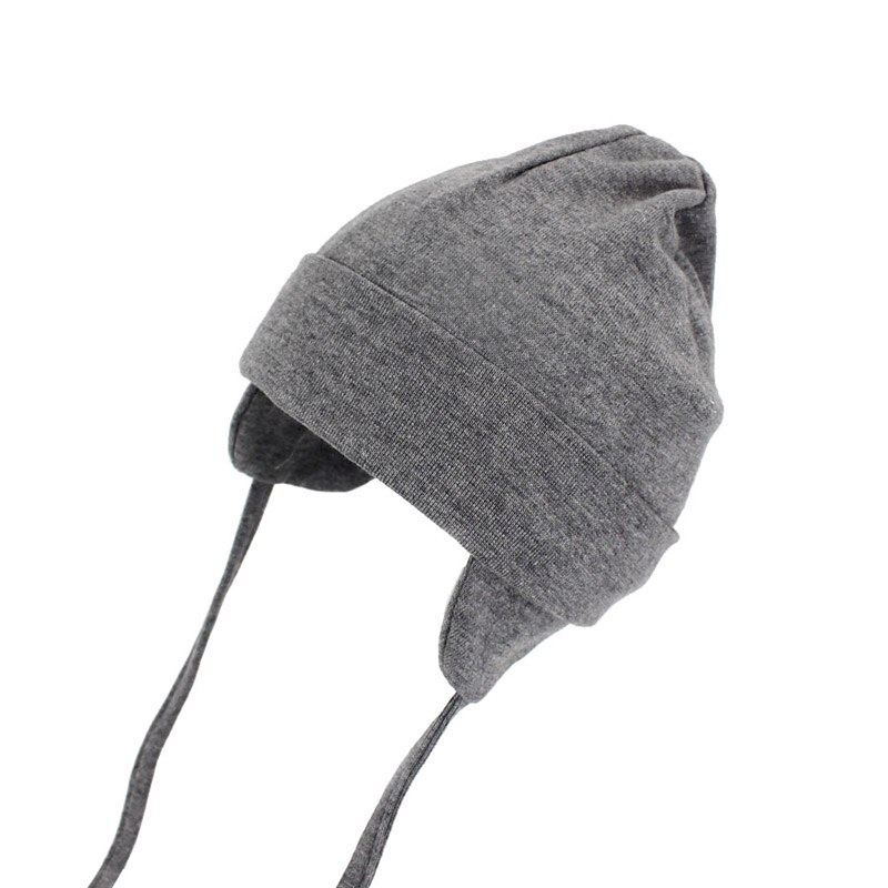 Mũ Trùm Tai Giữ Ấm Bằng Cotton Mềm Màu Trơn Thời Trang Thu Đông Cho Bé