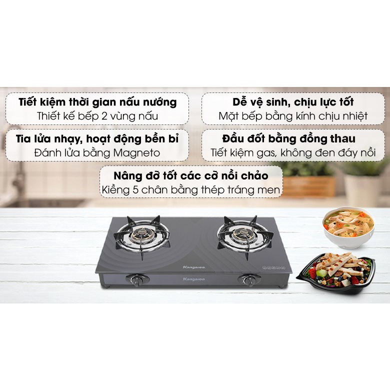 Bếp gas đôi Kangaroo KG519M Chính hãng trưng bày+Tặng dây gas-bếp nấu tiết kiệm gas