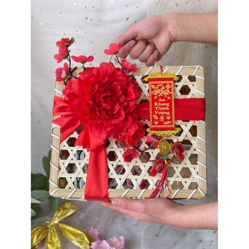 Hộp tre quà tết, hộp đựng quà, hộp tre mắt cáo