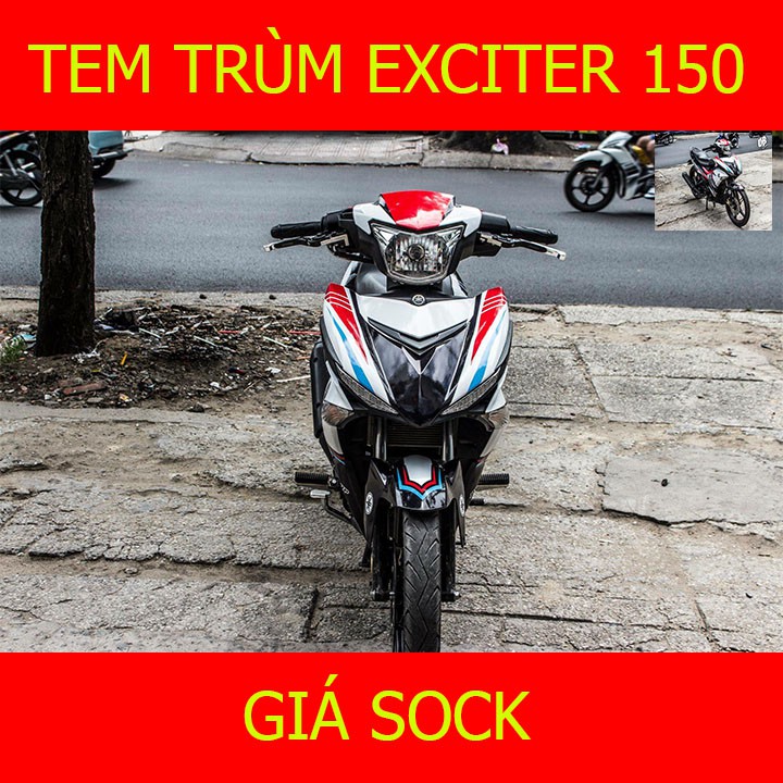 Tem Trùm Exciter 150 Ex Trắng Viền Đỏ ( mẫu mới )