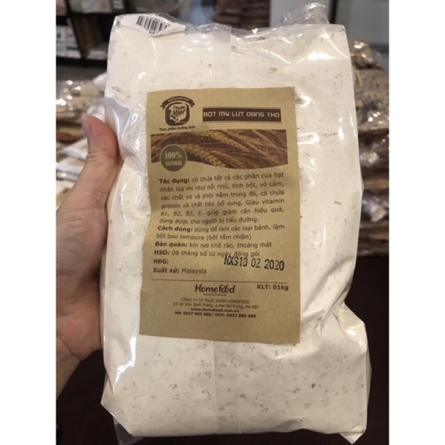 Bột mì lứt dạng thô gói 1kg