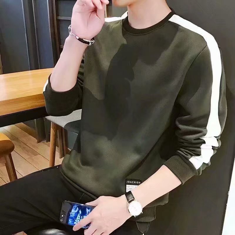 Áo len dáng rộng tay dài lót nhung thời trang thu đông dành cho nam Hàn Quốc áo len dệt kim simple áo len cổ tròn nam