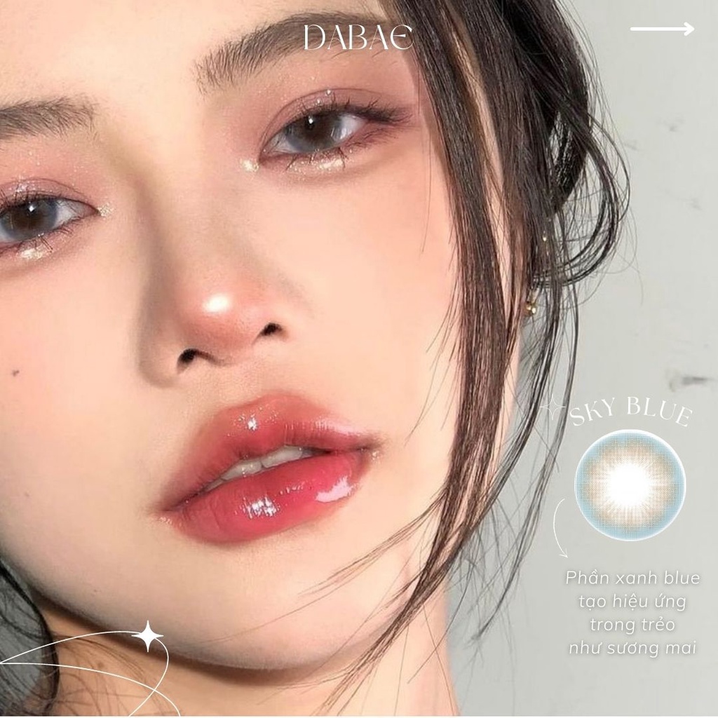kính áp tròng  Sky Blue lens cận mắt trong veo tự nhiên filter không viền có độ style Hàn Quốc chính hãng Isha