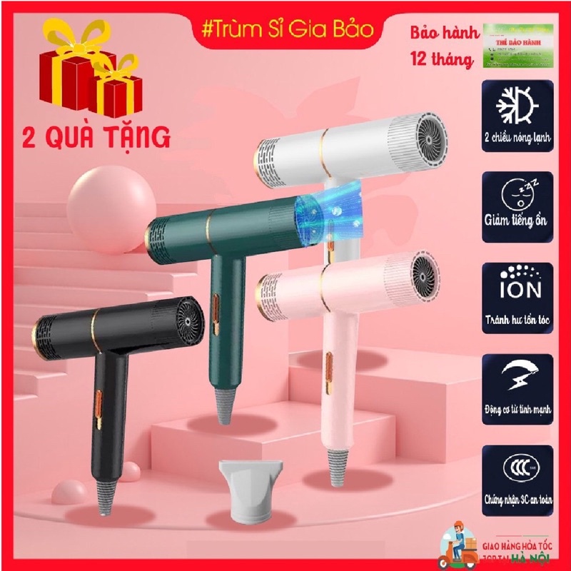 Máy sấy tóc công suất lớn tạo kiểu chính hãng , máy khò tóc 2 chiều nóng lạnh 2200w bảo hành 12 tháng