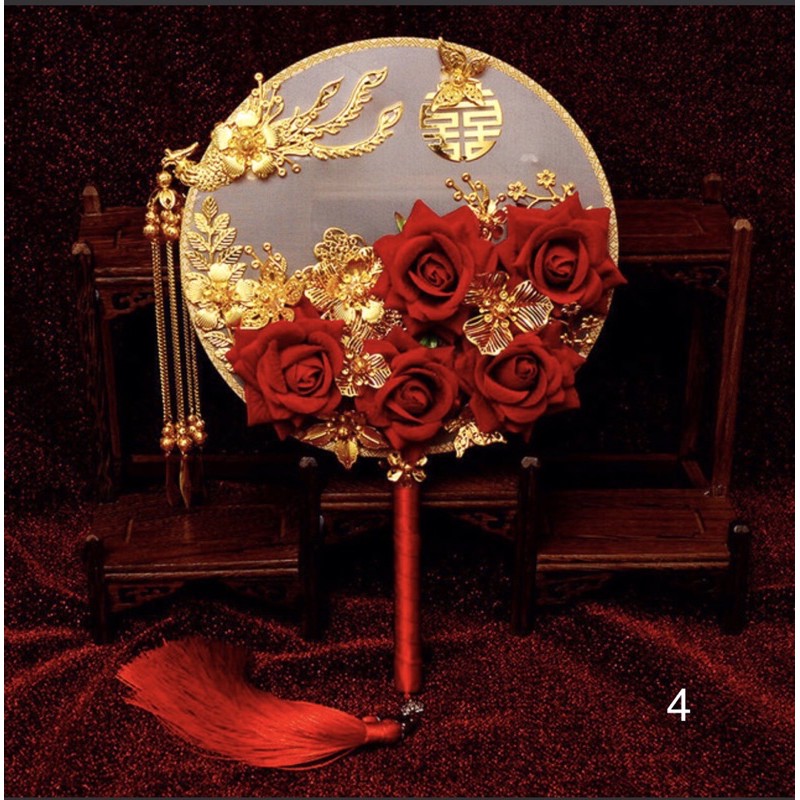 Quạt đỏ tròn cổ trang chụp hình cưới Trung Hoa – Linh Chi