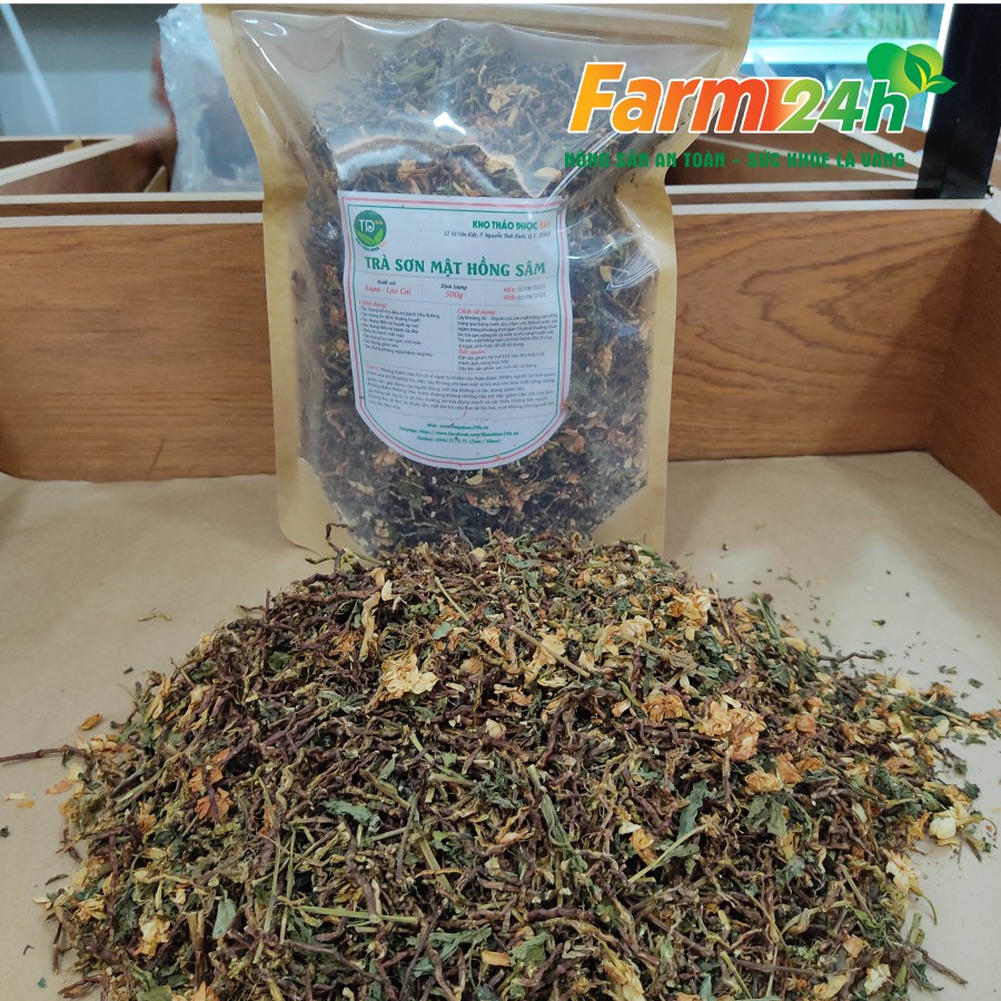 Trà sơn mật hồng sâm giúp an thần ngủ ngon, thanh nhiệt mát gan, làm đẹp da, 100% thiên nhiên | Farm24h