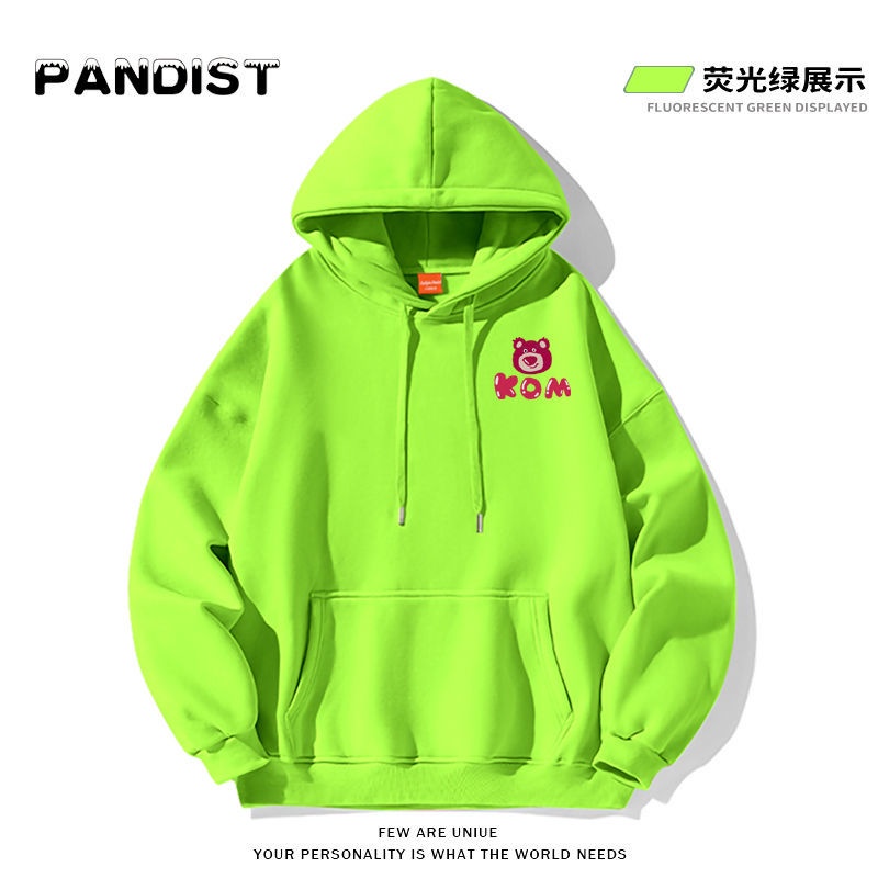 Áo Hoodie Dày Dặn Tay Dài In Họa Tiết Gấu Và Dâu Tây Dễ Thương Thời Trang Xuân Thu Cho Nữ