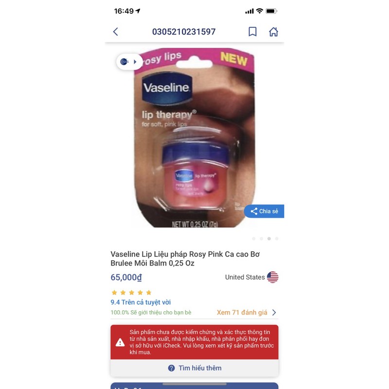 [ Hàng Auth]Dưỡng môiFREESHIPDưỡng Da Vaseline Rosy Lips 7g Mỹ, Môi Hồng mềm mượt