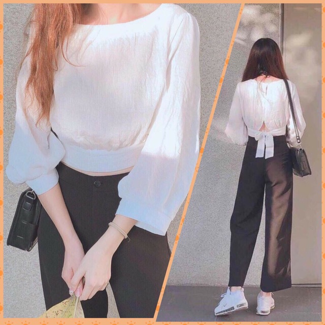 🌿🌿🌿 Áo croptop thắt nơ sau dễ thương 🌿🌿🌿 | BigBuy360 - bigbuy360.vn