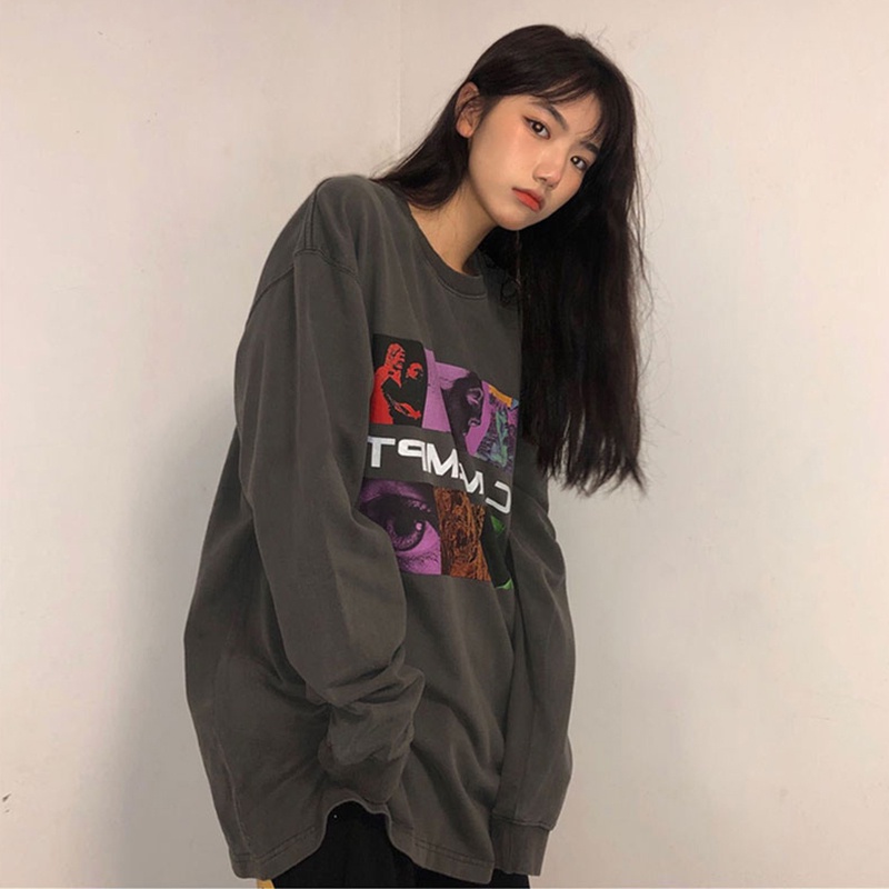 Áo Sweater Tay Dài Dáng Rộng Phong Cách Vintage Mỹ Dành Cho Nữ | BigBuy360 - bigbuy360.vn