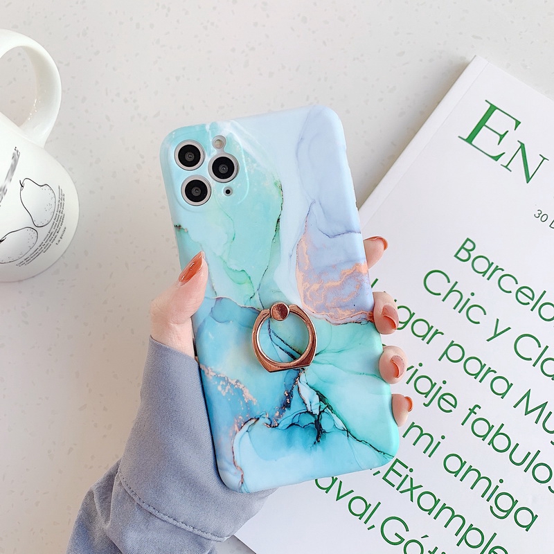 Ốp điện thoại silicon mềm mẫu đá cẩm thạch vòng đỡ thích hợp cho iPhone 11 Pro Max XS XR X 8 7 7/23