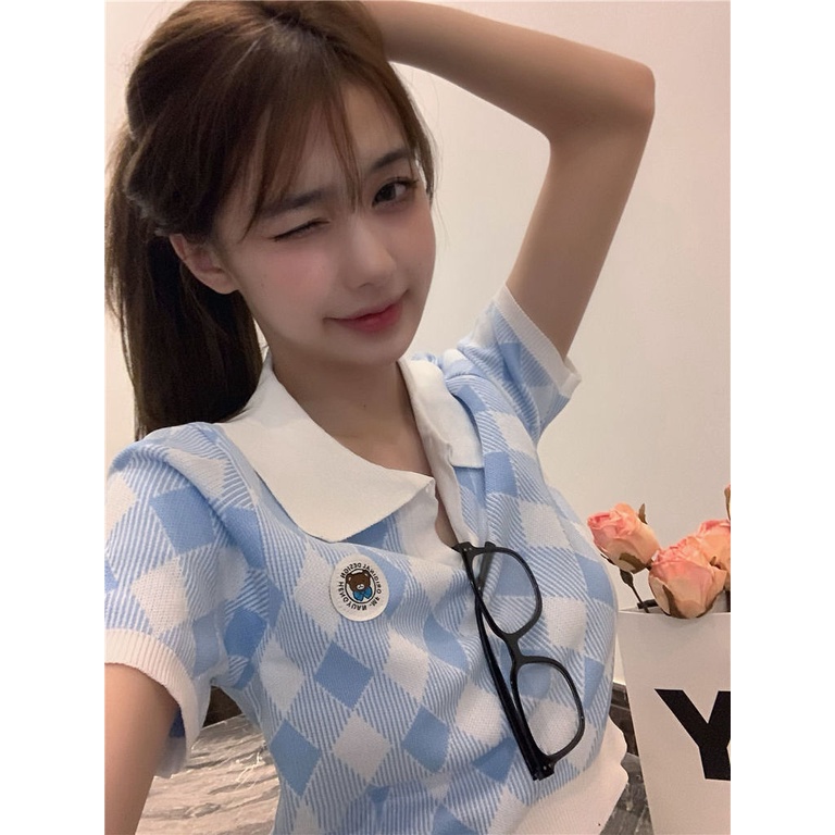 Áo Thun Tay Ngắn Cổ POLO In Hình Gấu Dễ Thương Cho Bé Gái