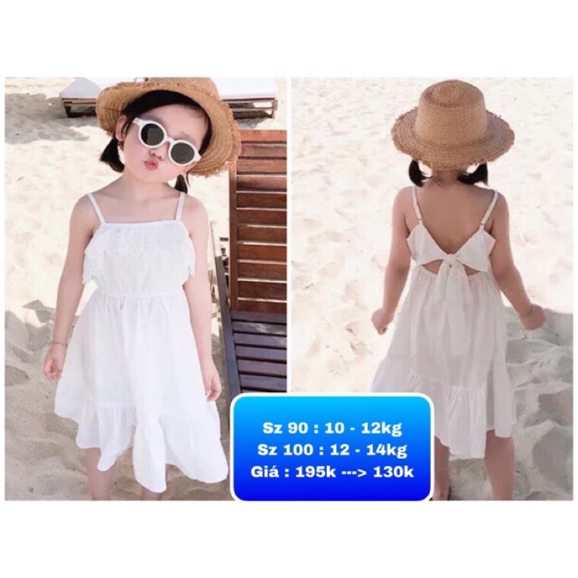 Váy 2 dây trắng bé gái