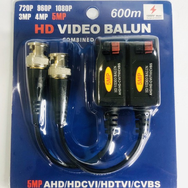 Video Balun UTP 5MP- 1080p hỗ camera AHD/CVI/TVI khoảng cách lên tới 600m