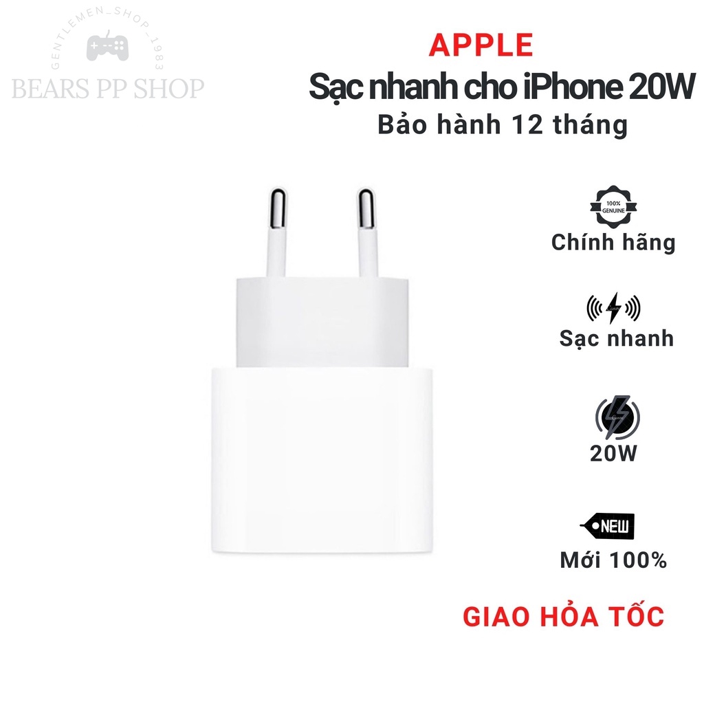 Củ Sạc Nhanh Apple PD 20W (Sạc Nhanh iPhone/Apple Watch) - Hàng Chính Hãng - MHJE3ZA/A