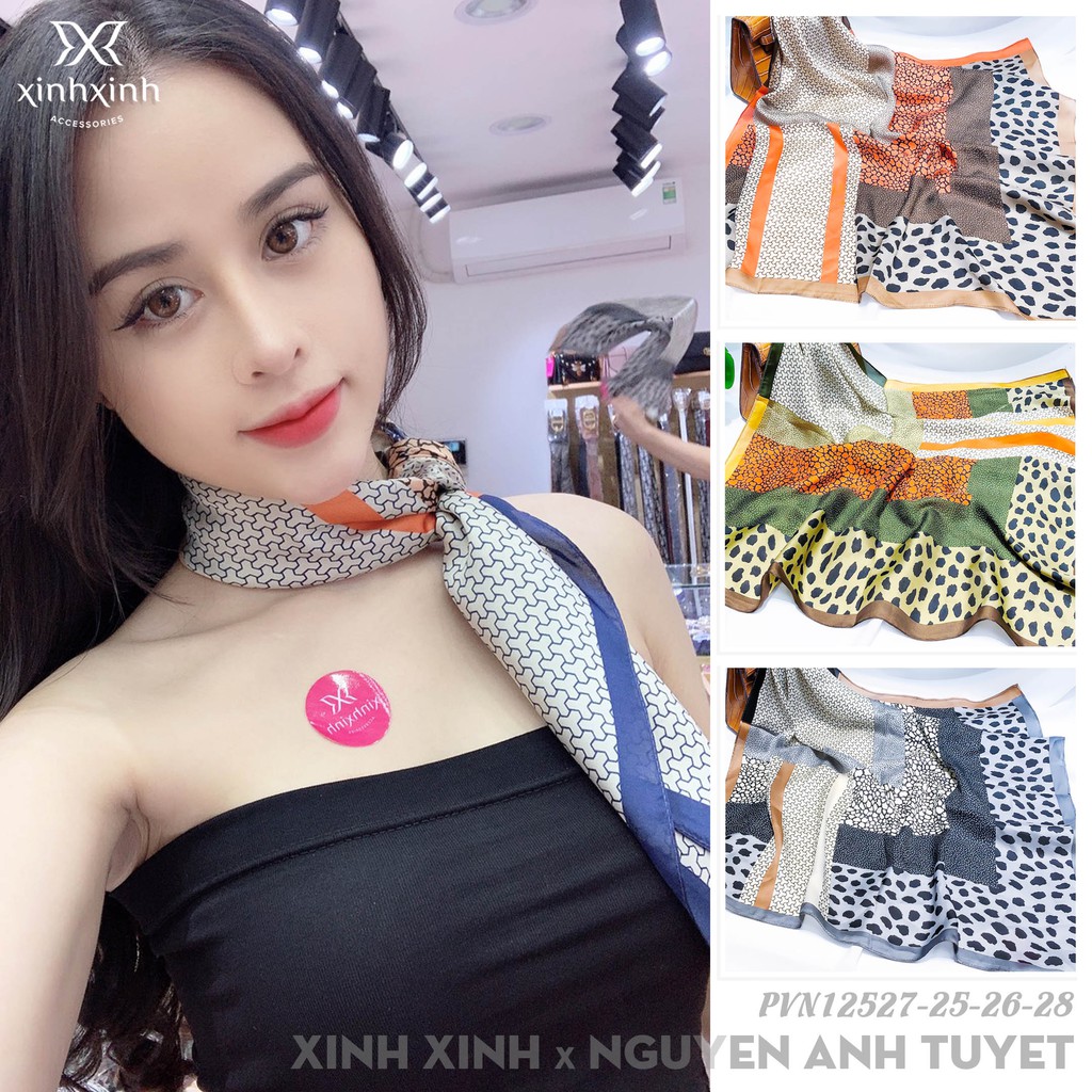 Khăn Lụa Khăn Turban Khăn Thắt Túi Khăn Thắt Áo Bằng Lụa Vuông Size 70*70