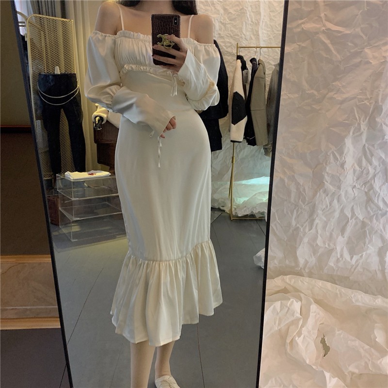 Đầm nữ trễ vai retro sang trọng