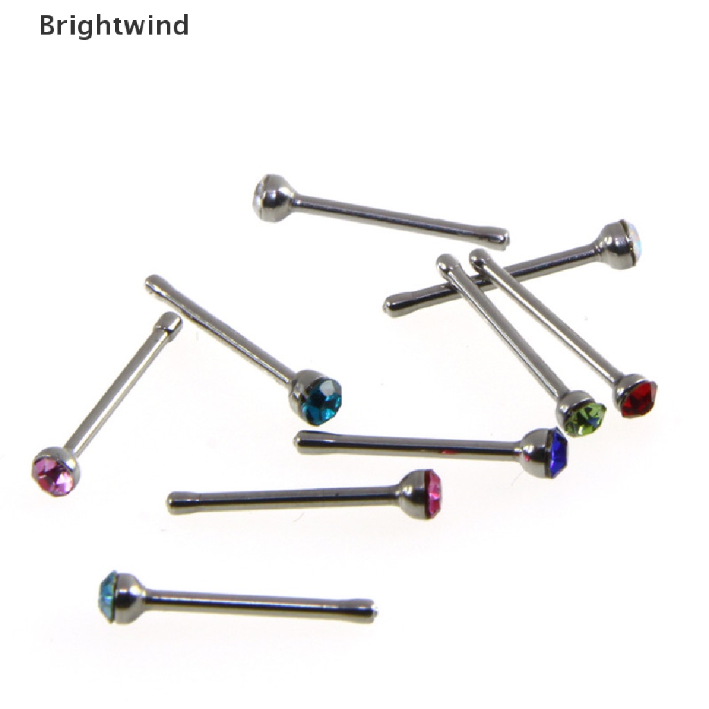 [Brightwind] 60x Crystal Rhinestone Stainless Steel Nose Ring Body Piercing Bone Stud Jewelry Hot Sell