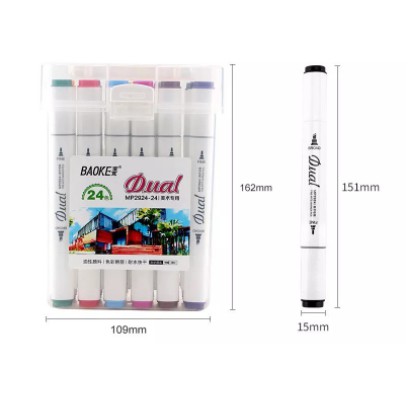 [Nowship] Bộ bút 24 Màu  Dual Marker BAOKE MP2924 - 24 Màu