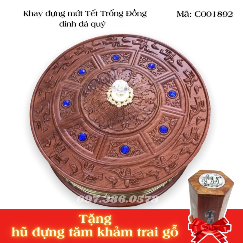 KHAY MỨT TẾT TRÒN GỖ HƯƠNG TỰ NGHIÊN CAO CẤP HÌNH TRỐNG ĐỒNG
