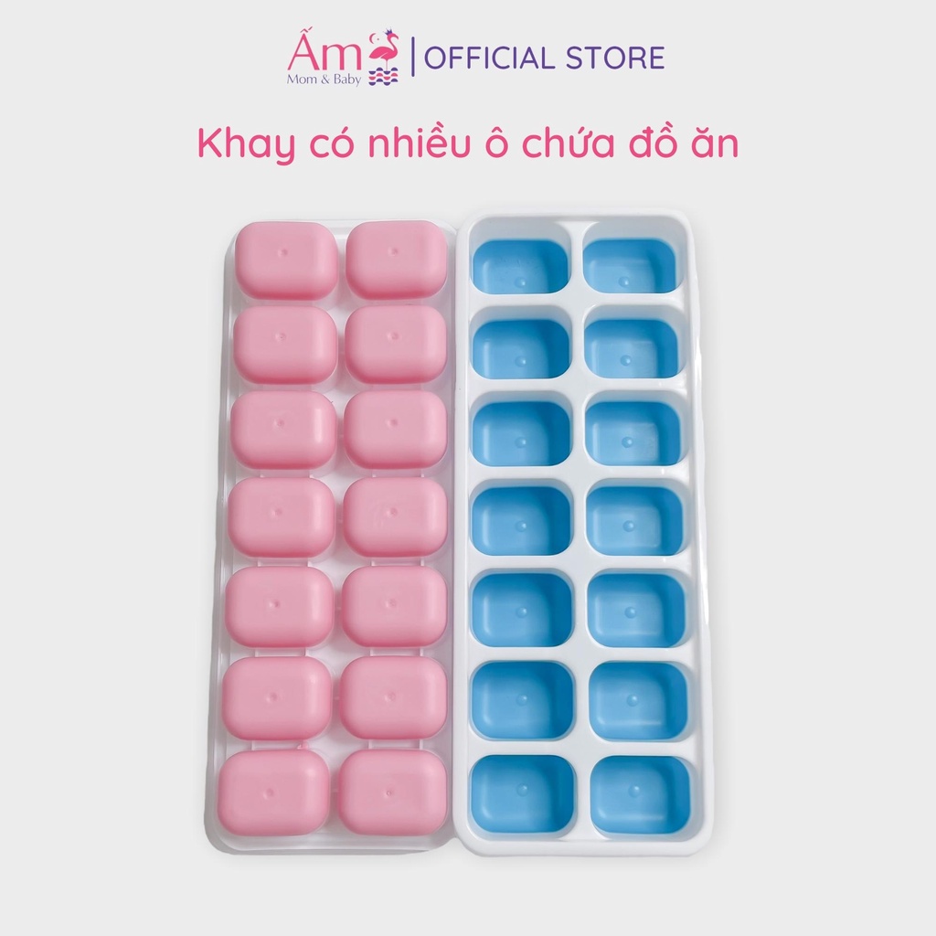 Khay Trữ Đông Đồ Ăn Dặm Silicon Cho Bé Ấm Baby Khuôn Làm Đá Bảo Quản Thức Ăn Ấm Gift Decor