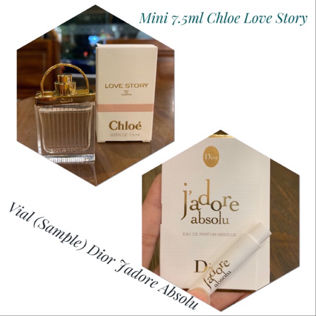 Combo nước hoa mini Chloe Love Story 7.5ml và Vial Dior Jadore Absolu 1ml