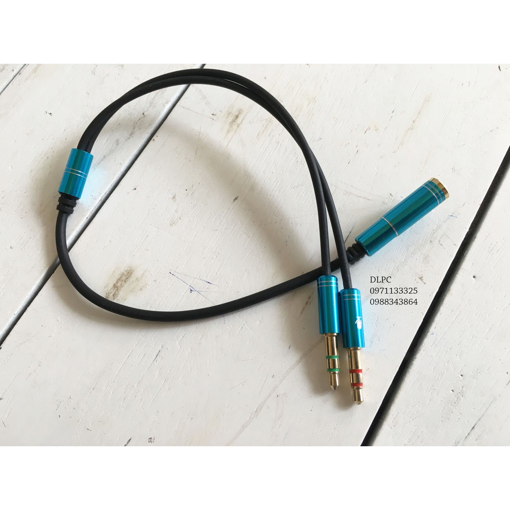 Cáp chia từ tai nghe điện thoại sang 2 đầu mic và audio riêng (1 cái-2 đực)