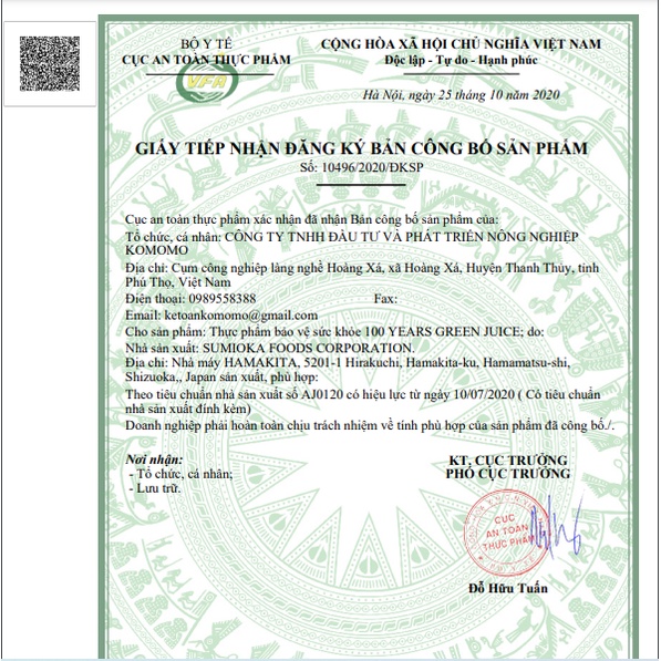 100 Years Green Juice - Tinh hoa công nghệ Nhật Bản