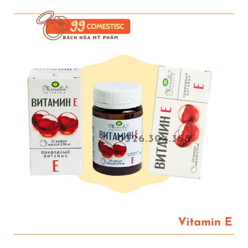[CHÍNH HÃNG100%] Vitamin E đỏ Mirrolla NGA 270mg - LOẠI LỌ VÀ VỈ