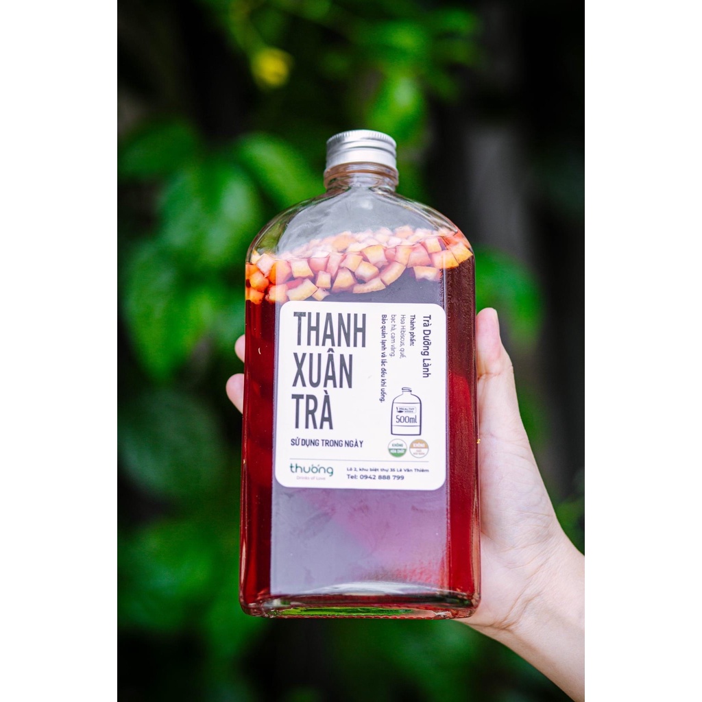 Chai thủy tinh dẹt vai vát nắp nhôm 500ml  - Đựng cà phê, nước ép, cold brew,...