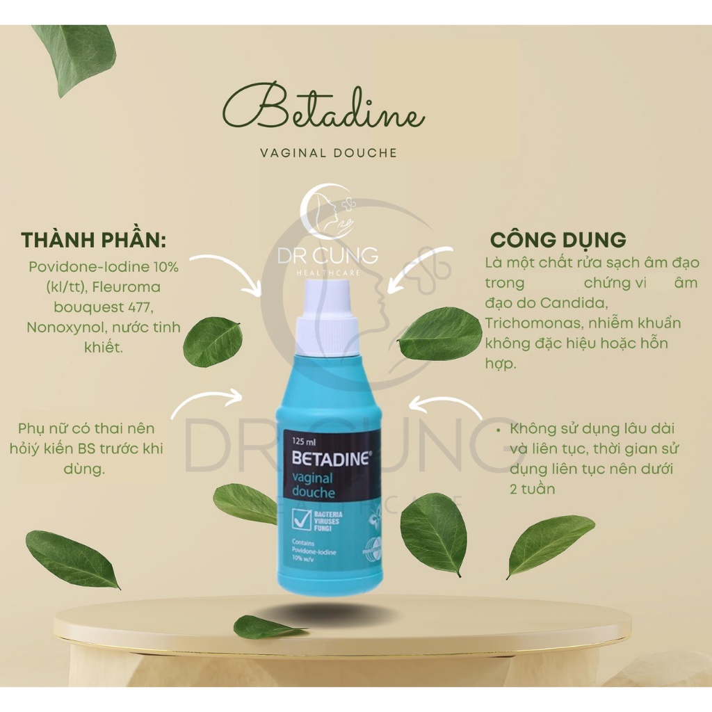 Betadine Dung Dịch Vệ Sinh - Betadine Phụ Khoa, Sát Khuẩn, Ngứa Vùng Kín, Chăm Sóc Vùng Kín (Lọ 125ml) [Chính Hãng]