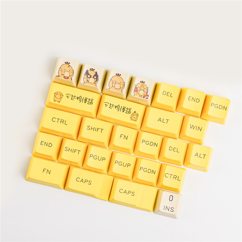 Set keycap Psyduck font chữ to đẹp chất liệu thick PBT in Dyesub 136 keys cân nhiều layout 60/64/84/96/108,...