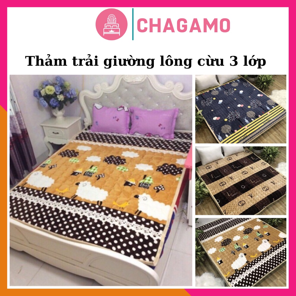 Thảm trải giường lông cừu cao cấp 3 lớp siêu ấm mềm mịn