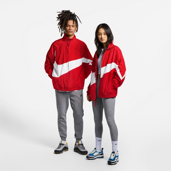 Áo Khoác Thể Thao Nam Nữ Unisex Chính Hãng NIKE SWOOSH WOVEN - Màu Đỏ Logo Trắng