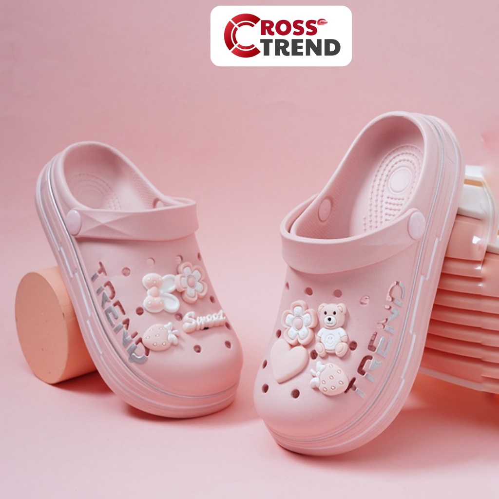 Dép cross, Dép crocs nữ Beice Hàn Quốc siêu mềm mang êm chân tặng kèm 8 sticker charm 2D CROSS TREND