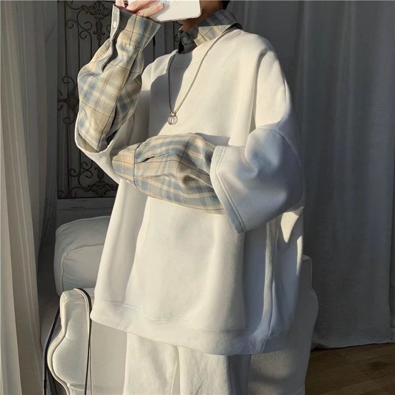 Áo Sơ Mi Giả Hai Lớp Dáng Rộng Phong Cách Đường Phố Mỹ Thời Trang Cho Nam